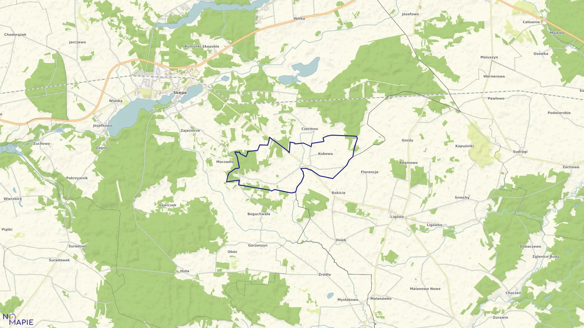 Mapa obrębu KUKOWO w gminie Skępe