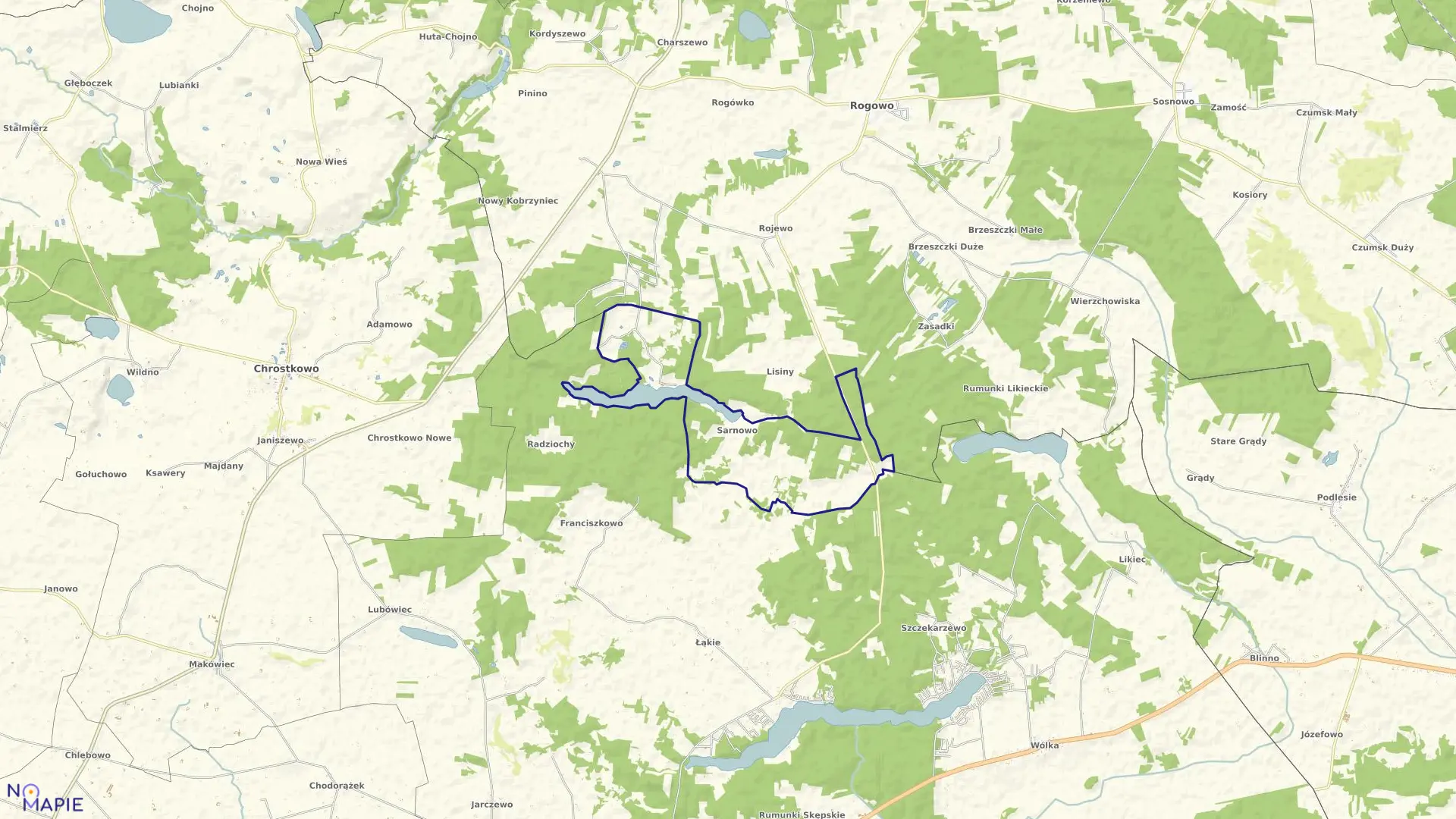 Mapa obrębu SARNOWO w gminie Skępe